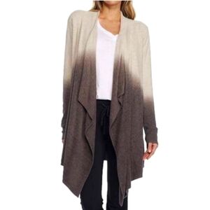 Barefoot Dreams Cozychic Lite Open Cardigan Small/Medium Ombre Calypso Tan Brown